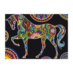 Diamantové malování barevný kůň, 300x400 mm