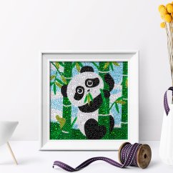 Diamantové malování panda s rámečkem, 185x185 mm