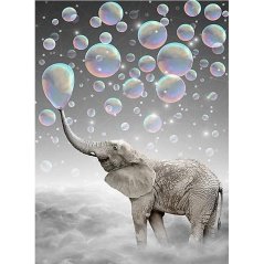 Diamantové malování slon s bublinami, 5D obraz, 200x300 mm
