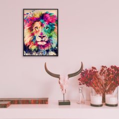 Diamantové malování duhový lev, 5D obraz, 200x300 mm