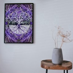 Diamantové malování fialový strom života, 300x400 mm
