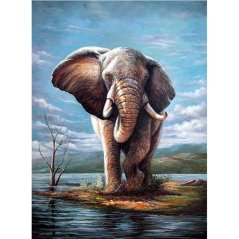 Diamantové malování slon, 5D obraz, 300x200 mm