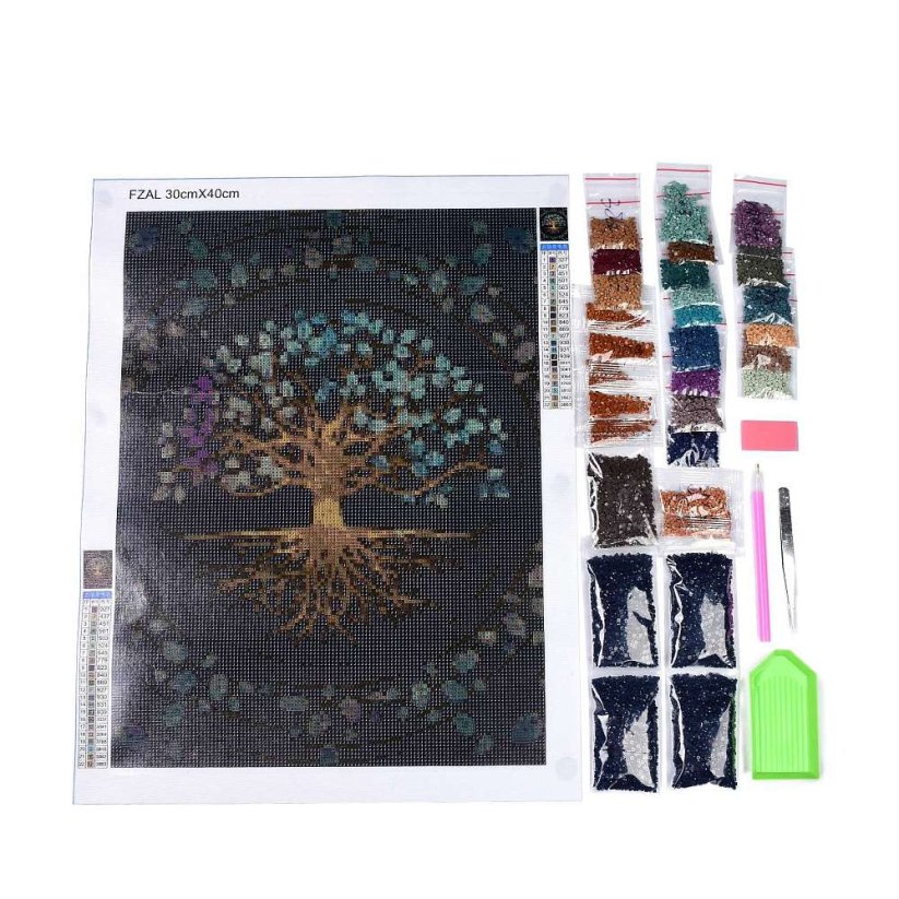 Diamantové malování vícebarevný strom života, 200x250 mm